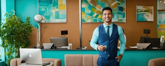 Pastel Poster, Smile, Table, Green, Dress Shirt, Sleeve