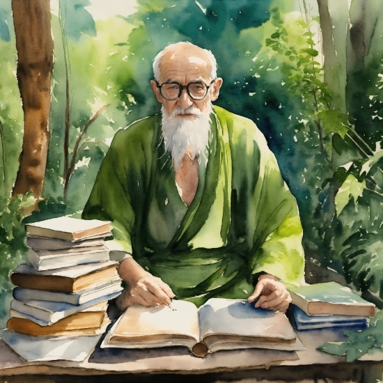 Photo Shop Portable, Glasses, Plant, Book, Beard, Publication