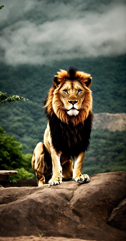 Photo Text Editor, Felidae, Carnivore, Roar, Lion, Masai Lion