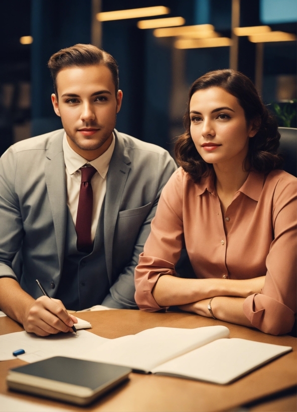 Photograph, Table, Human, Fashion, Laptop, Tie