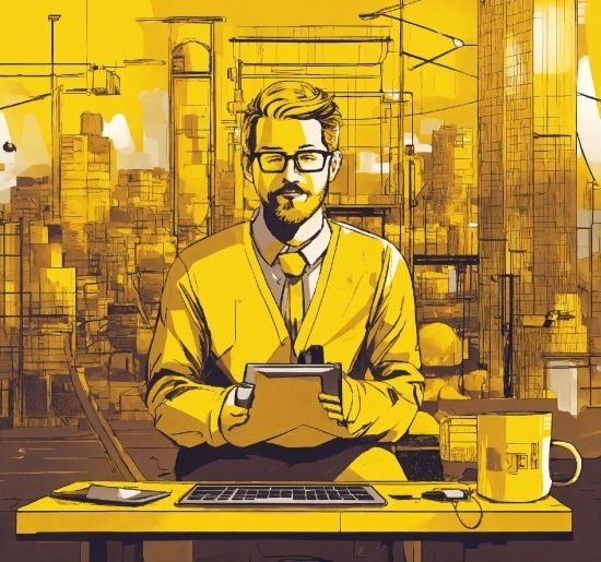 Pin Png, Glasses, Yellow, Beard, Art, Table