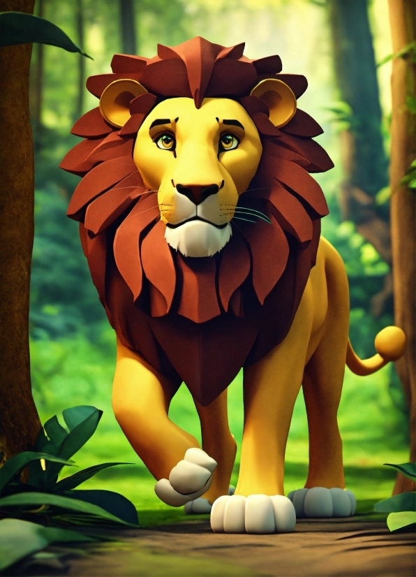 Plant, Felidae, Cartoon, Lion, Organism, Carnivore