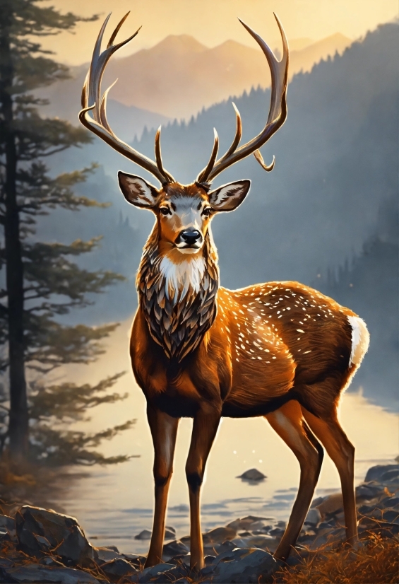 Public Domain National Park Posters, Head, Light, Nature, Deer, Organism