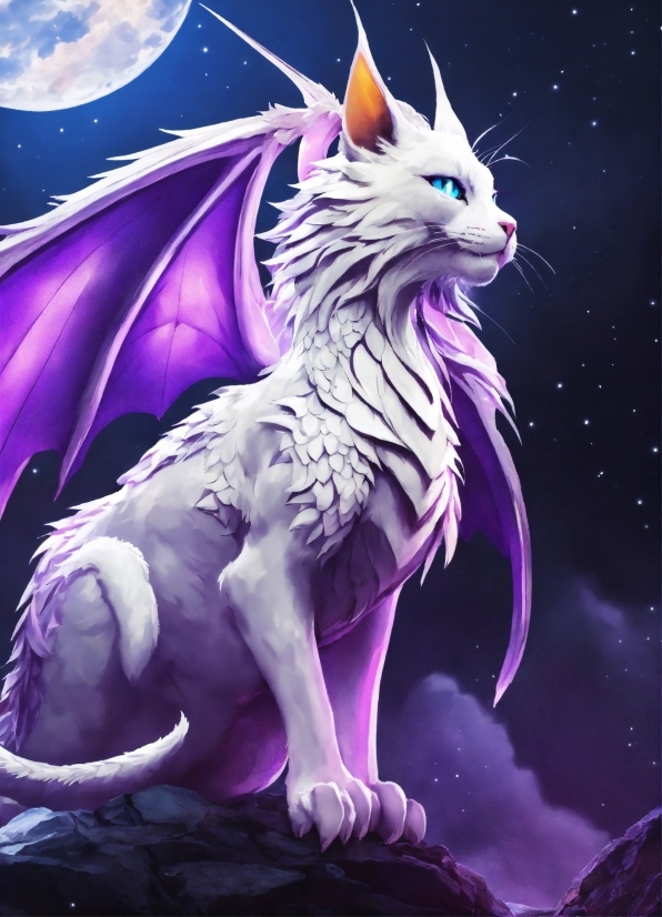 Public Domain Search Engine, Mythical Creature, Cartoon, Purple, Felidae, Organism