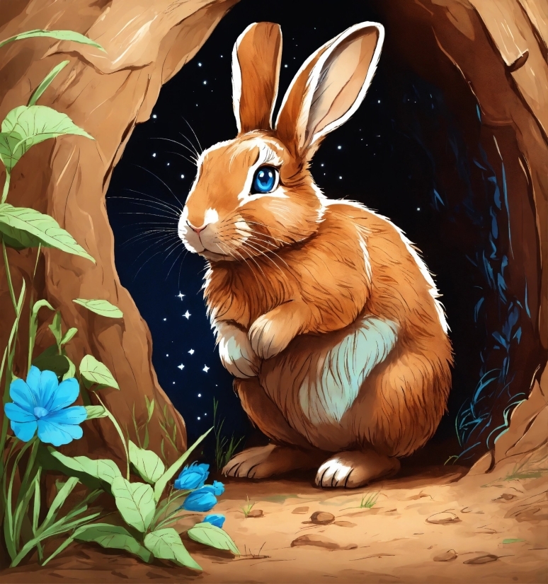 Rabbit, Rabbits And Hares, Organism, Ear, Cartoon, Plant