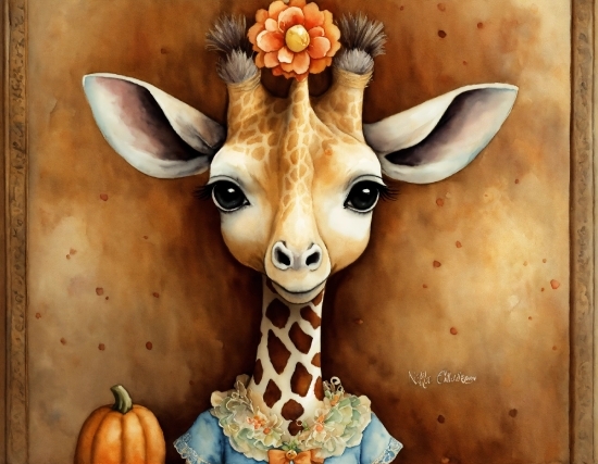 Rights Free Images, Head, Giraffidae, Giraffe, Neck, Orange