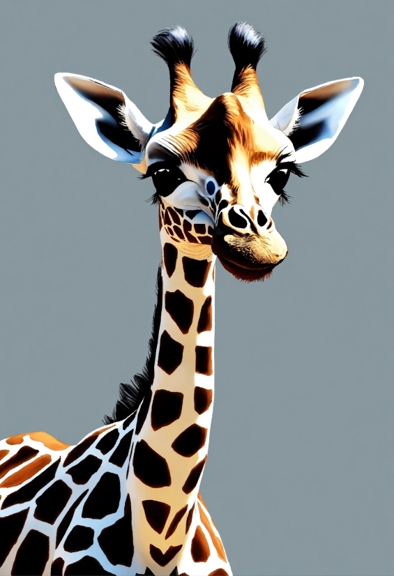 Script Video Maker, Head, Giraffe, Giraffidae, White, Black