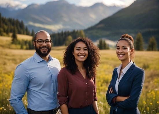 Smile, Plant, Sky, Mountain, Shirt, People In Nature