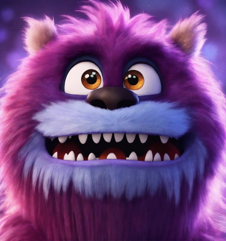 Smile, Vertebrate, Purple, Whiskers, Toy, Pink