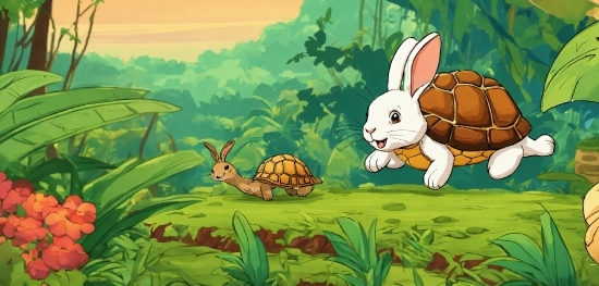 Timelapse Software, Vertebrate, Cartoon, Rabbit, Organism, Grass