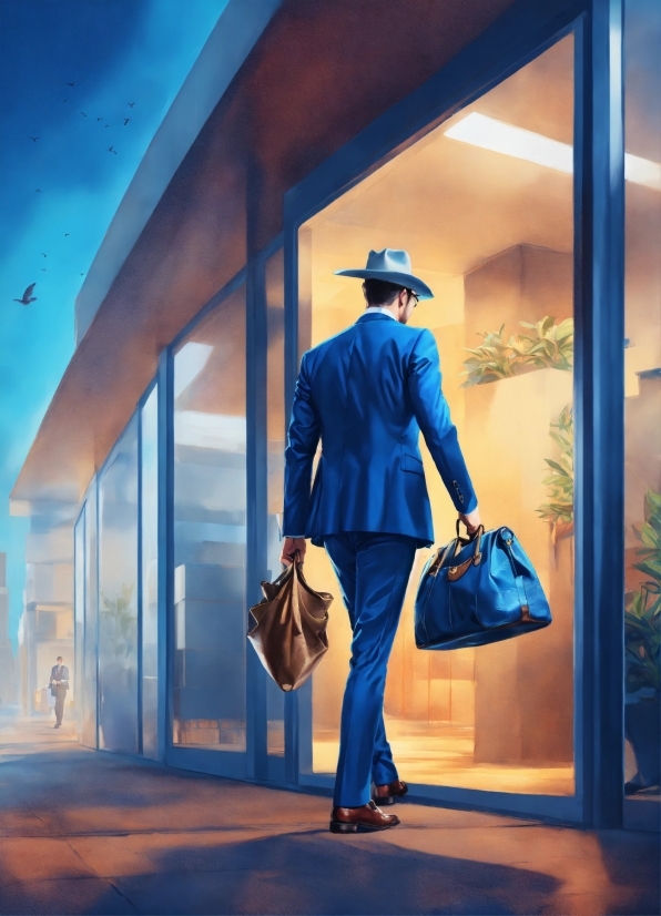 Unusual Art Prints, Azure, Luggage And Bags, Sleeve, Hat, Standing