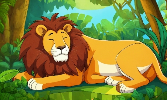 Vertebrate, Cartoon, Felidae, Nature, Lion, Natural Environment