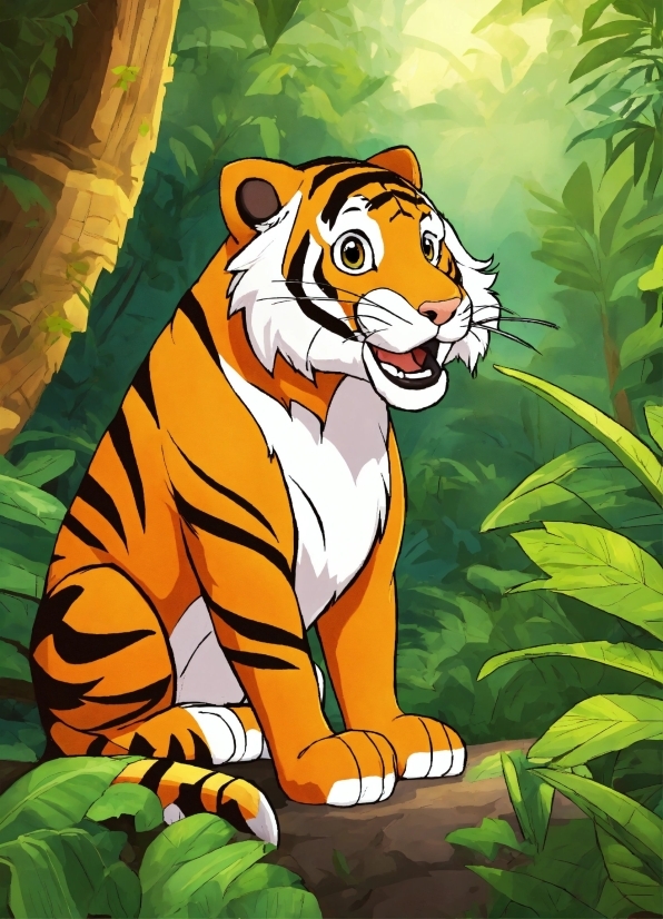 Vertebrate, Plant, Cartoon, Bengal Tiger, Nature, People In Nature