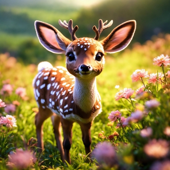 Vn Video Editor Com, Flower, Plant, Deer, Natural Landscape, Grass