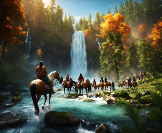 Ai Extend Picture, Water, Horse, Plant, Ecoregion, Light