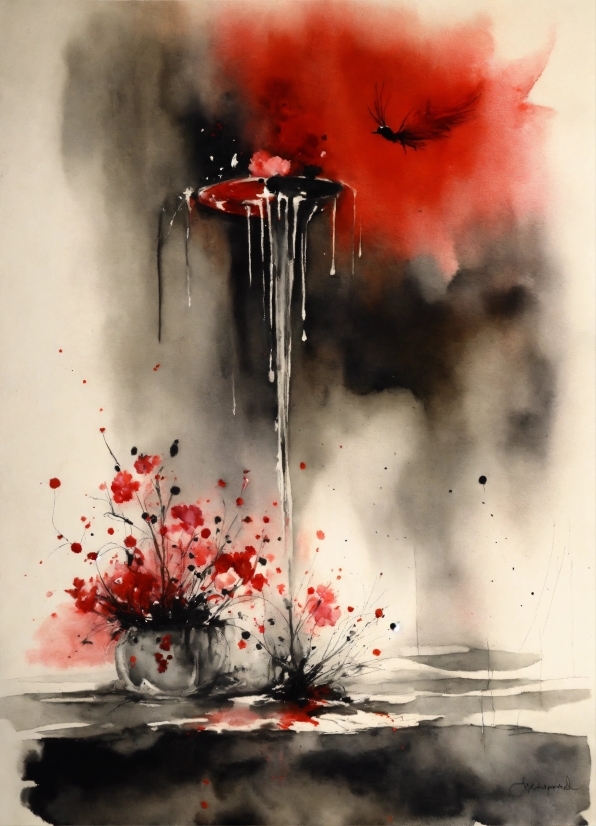 Ai Image Anime, Liquid, Fluid, Paint, Red, Art