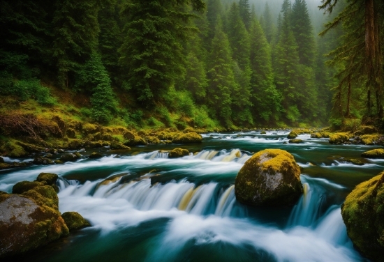 Ai Picture To Painting, Water, Water Resources, Plant, Fluvial Landforms Of Streams, Nature