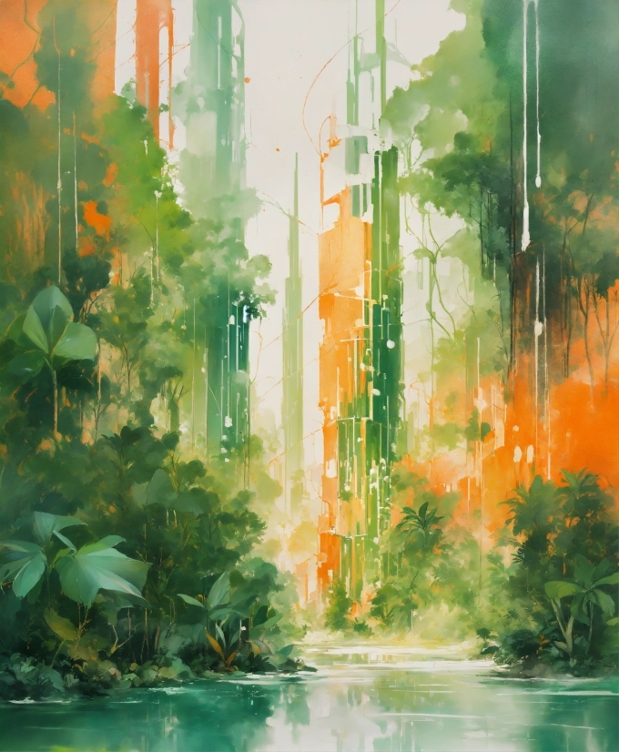 Anime Image Ai Generator, Art Paint, Plant, Green, Paint, Leaf