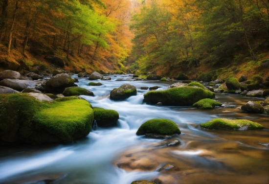 Best Prompt Midjourney, Water, Fluvial Landforms Of Streams, Natural Landscape, Sunlight, Tree