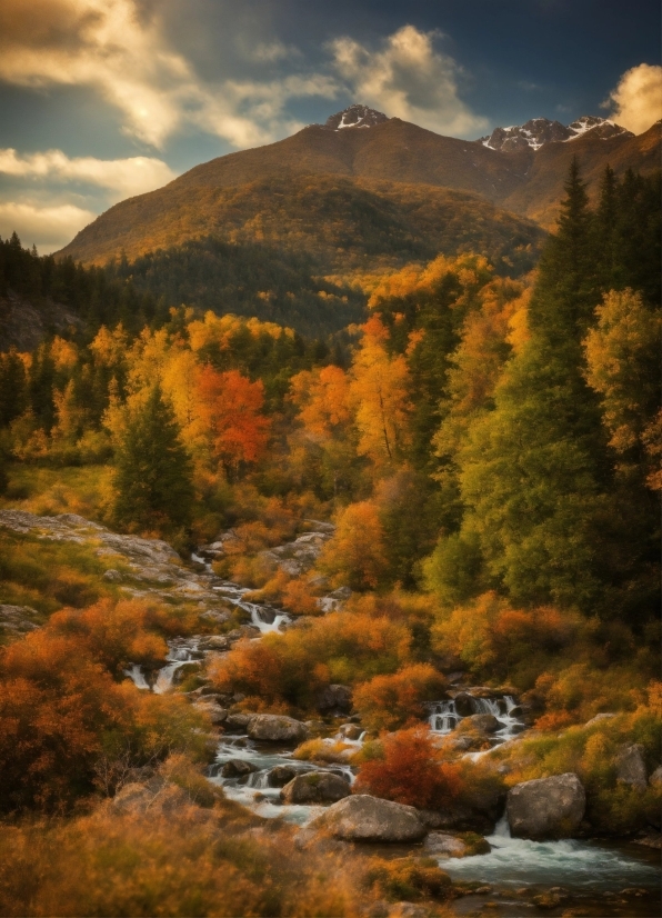 Cloud, Plant, Mountain, Sky, Natural Landscape, Larch