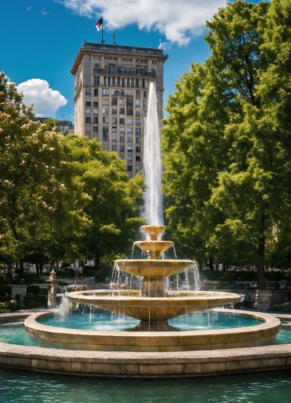 Dall E Edit Image, Water, Cloud, Sky, Building, Fountain