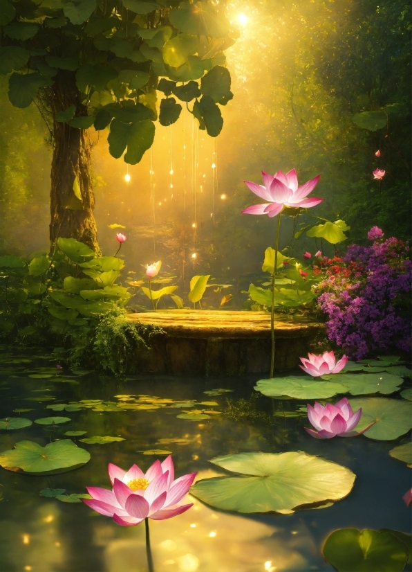 Different Ai Applications, Flower, Plant, Water, Lotus, Green