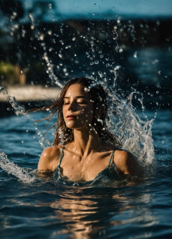 Face, Hair, Water, People In Nature, Sky, Flash Photography