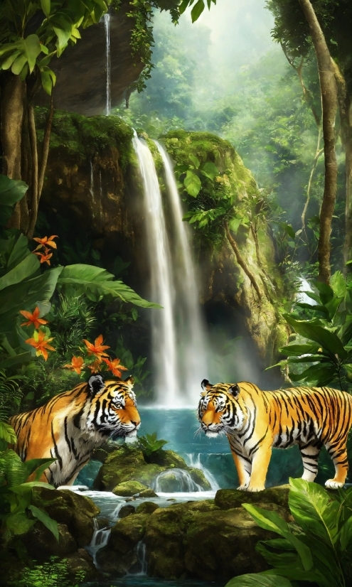 Photoshop Cc, Plant, Bengal Tiger, Water, Siberian Tiger, Tiger