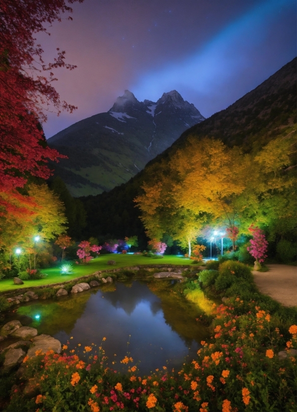 Plant, Water, Sky, Mountain, Flower, Light