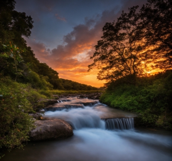 Water, Cloud, Sky, Plant, Water Resources, Fluvial Landforms Of Streams