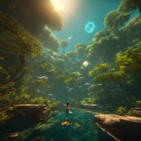 Water, Light, Plant, Sky, Underwater, People In Nature