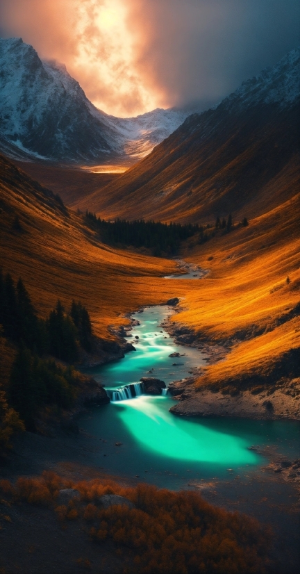 Water, Mountain, Cloud, Sky, Natural Landscape, Highland