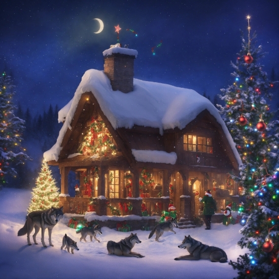 3d Free Illustration, Snow, Sky, Property, Christmas Tree, Light