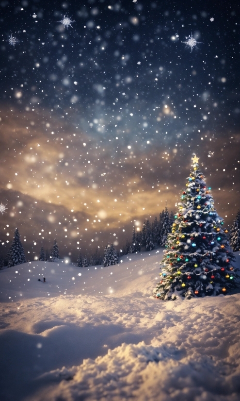 3d Motion Design, Christmas Tree, Plant, Atmosphere, Sky, Cloud