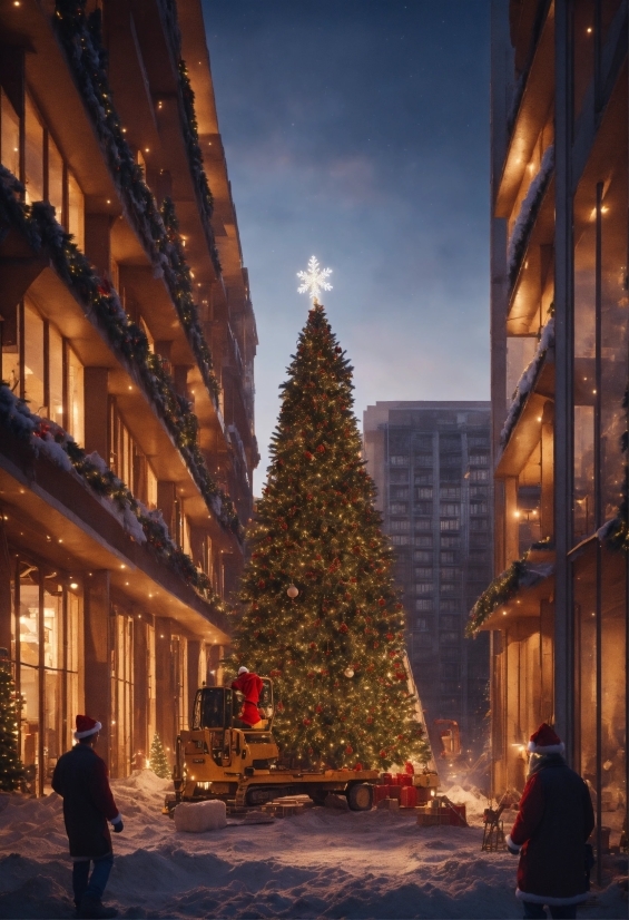 Academy Of Visual And Performing Arts, Christmas Tree, Building, Sky, Photograph, World