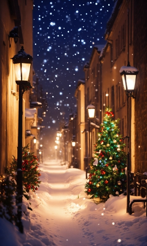 Adobe Illustrator Free Download Old Version, Christmas Tree, Plant, Snow, Street Light, Light