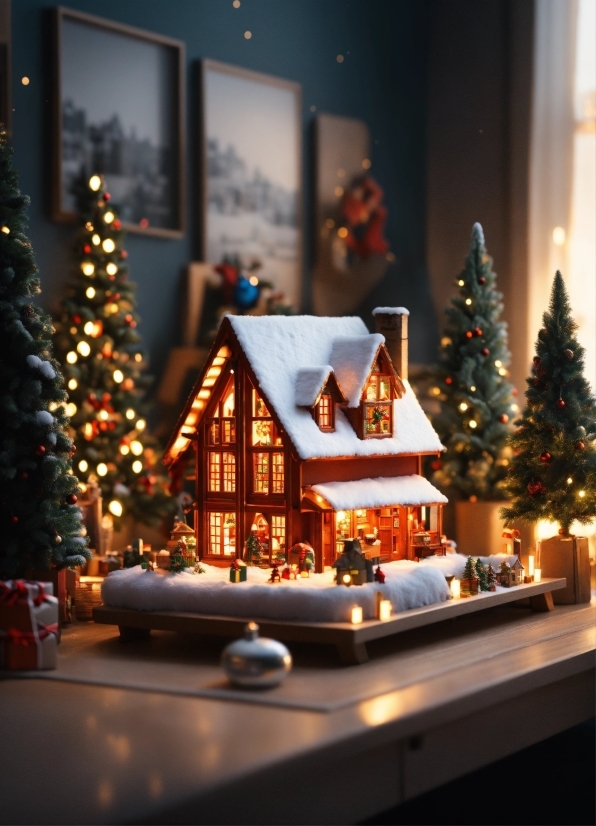 Adobe Illustrator Getintopc Com, Christmas Tree, Window, Light, Architecture, Dollhouse