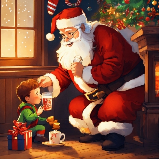 Adobe Illustrator Mega Download, Lighting, Santa Claus, Lap, Window, Happy