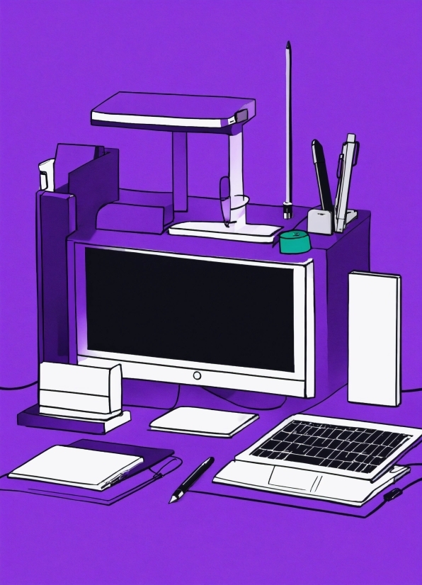 Adobe Photo Stock Images, Computer, Personal Computer, Output Device, Purple, Laptop