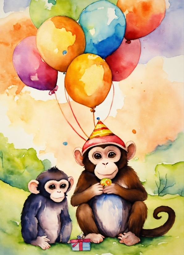 Adobe Software For Motion Graphics, Primate, Happy, Cartoon, Organism, Balloon