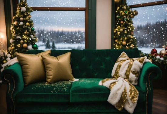 Advertisement Design, Christmas Tree, Property, Furniture, Decoration, Couch