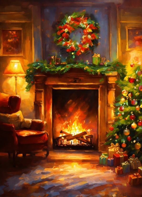 Advertising Graphics, Christmas Tree, Property, Building, Wood, Hearth