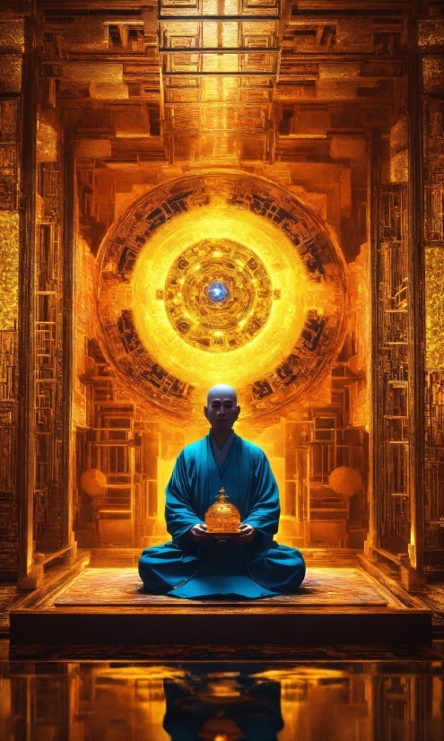 Animated Royalty Free Images, Light, Amber, Temple, Meditation, Landmark