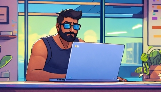 Anime Images, Vision Care, Computer, Beard, Azure, Personal Computer