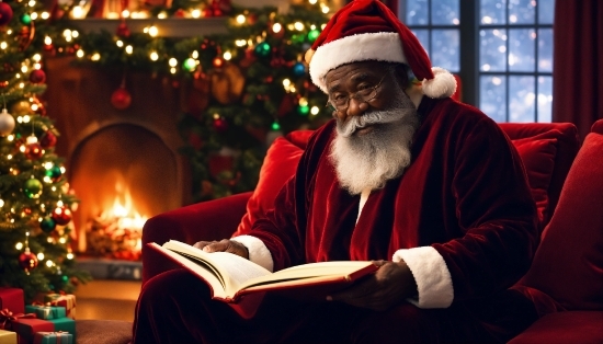 Beard, Christmas Tree, Window, Event, Facial Hair, Lap