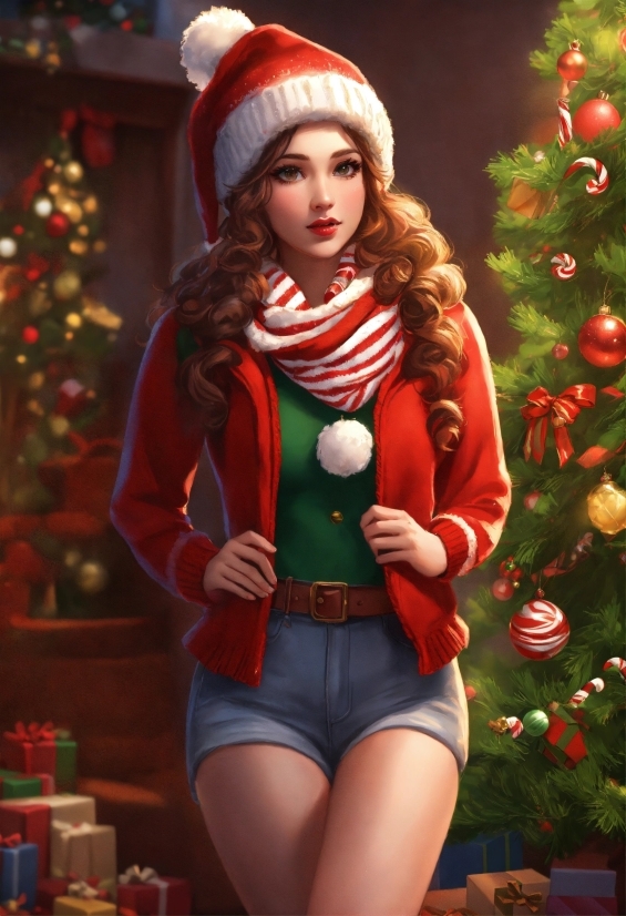 Best Creative Drawing, Outerwear, Facial Expression, Christmas Tree, Human Body, Sleeve