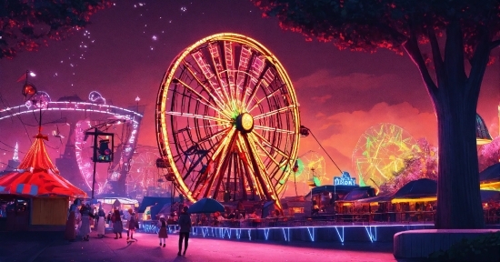 Best Free Graphic Editor, Sky, Wheel, Ferris Wheel, World, Purple