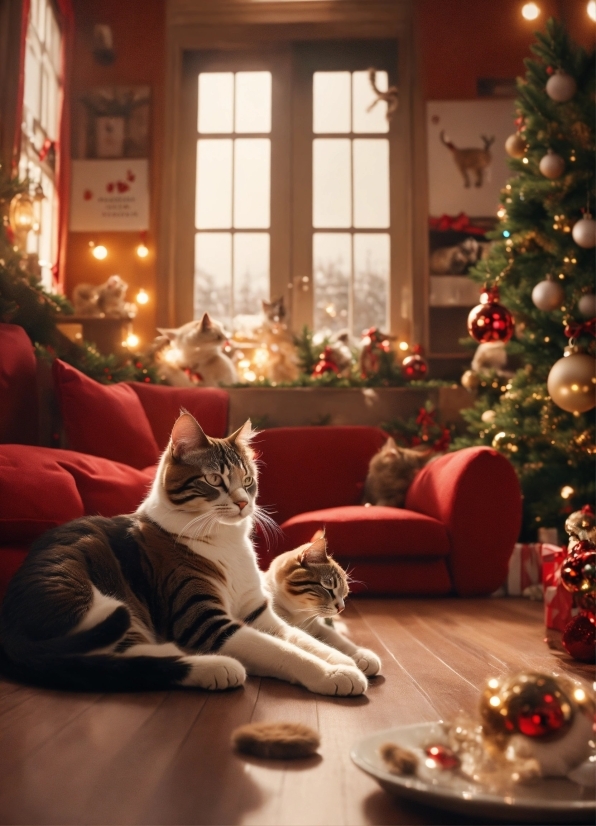 Best Graphic Design Apps Free, Christmas Tree, Cat, Photograph, Window, White