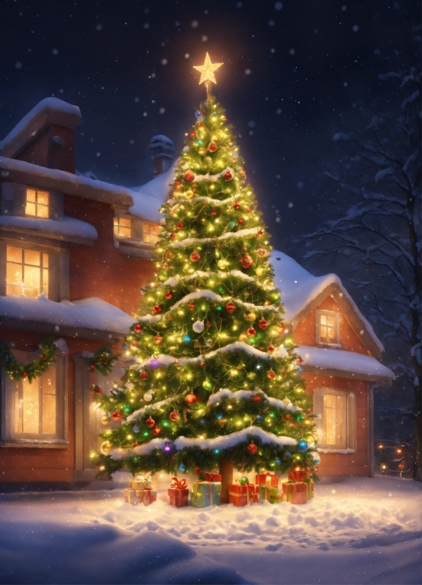 Best Visual Artists 2022, Christmas Tree, Sky, Snow, Light, Plant