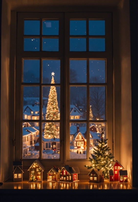 Borders Clipart, Christmas Tree, Window, Building, Fixture, Plant